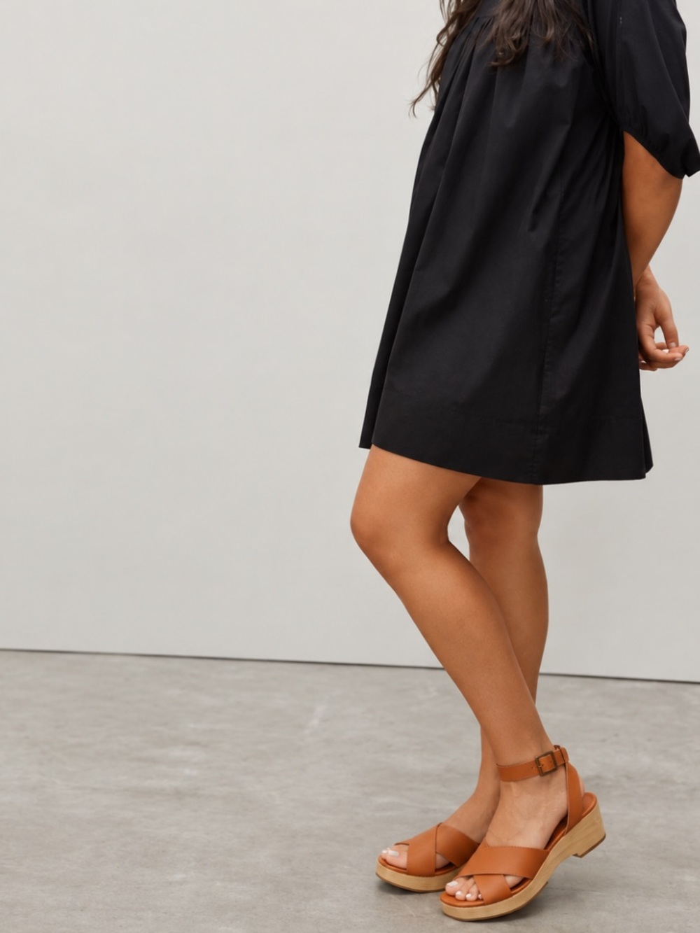 Everlane The Clog Sandals Brown Leather Crisscross Wood Platform 8.5